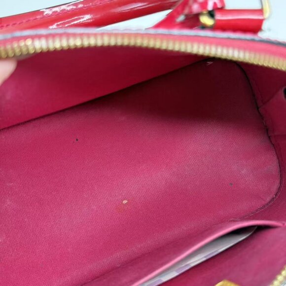 Louis Vuitton Alma BB Red Top Handle Bag Monogram Vernis - Picture 10 of 11